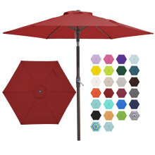 7.5FT Patio Umbrella with Crank Lift and Tilt, UVResistant Wind Vent for Garden Pool Deck, Red