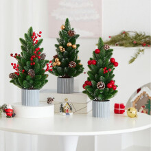 Décorations de Noël : Mini sapins de Noël artificiels en forme de goupillon avec socle, parfaits pour les fêtes de Noël et la décoration de