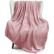 Kuschelige Fleecedecke für Couch und Sofa, 300 g/m², superweich und warm, altrosa, ganzjährig verwendbar, kuschelig, flauschig, leicht, 127 x 152