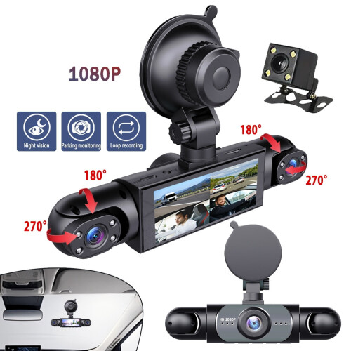 DVR αυτοκινήτου 1080P4 καναλιών με οθόνη HD, μπροστινές και πίσω κάμερες, νυχτερινή