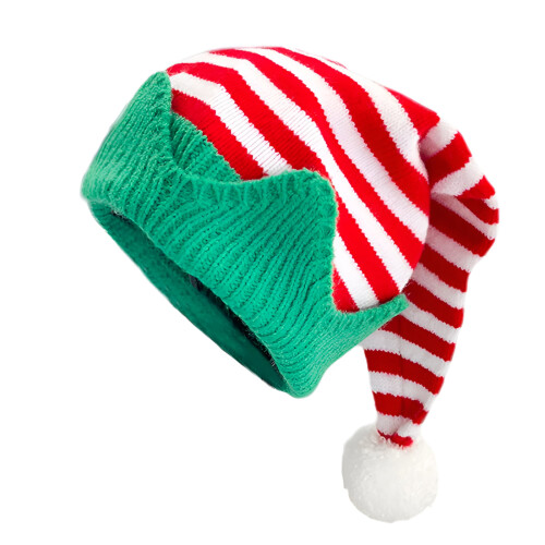 Bonnet rayé lutin en tricot – Taille unique