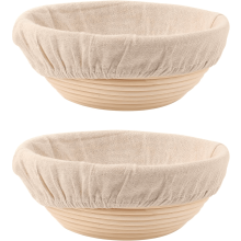 Ensemble de paniers Ă pain ronds en rotin de 23 cm avec doublures