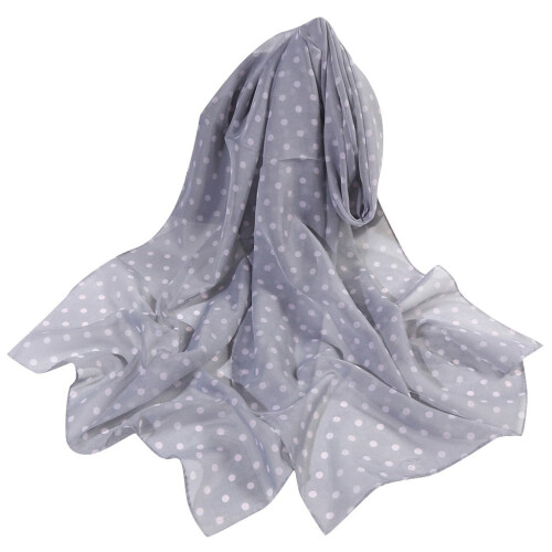 Lenço de seda feminino 160*50cm com estampa de bolinhas, longo e macio, estilo xale. 1