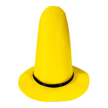 Witch Hat Yellow Felt Pointy Top Hat Large Brim L