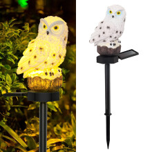 Lampes LED hibou en résine à énergie solaire avec piquet – Décoration extérieure pour jardin, cour, allée et terrasse, compatible avec