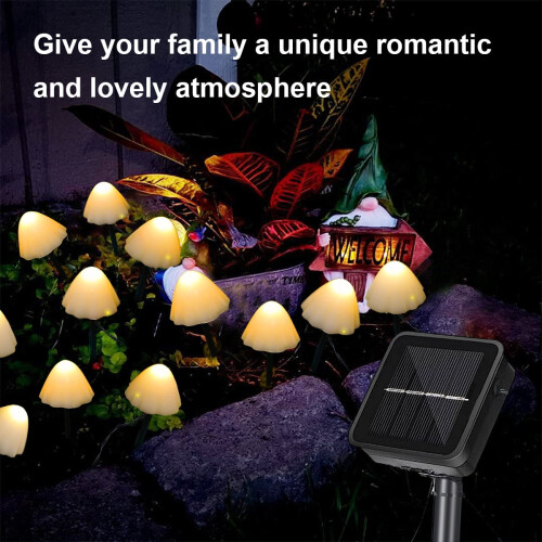 Ηλιακά φώτα μανιταριών, 8Modes12LED εξωτερικά αδιάβροχα ηλιακά φώτα κήπου, ζεστά λευκά 2