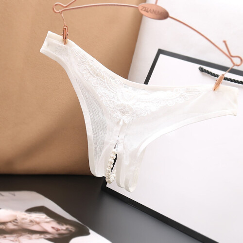 Γυναικεία δαντελένια G-String εσώρουχα με μενταγιόν, χάντρες από μαργαριτάρι, αναιδή 1