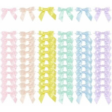 60 st. 8,5 cm pastellfärgade satinrosetter – påsk, bröllop, babyshower, presentinslagning, vårdekor – kompatibel med godispåsar och pyssel