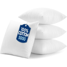 Garnitures de coussin 45 x 45 cm avec housse en coton, lot de 4 coussins décoratifs 100 % microfibre vierge pour canapé et lit