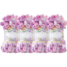 Meerkleurig dik vingerlusgaren (100 g/rol, 4 rollen) – Voorgelust dik micro-polyestergaren voor het handbreien en haken van dekens –