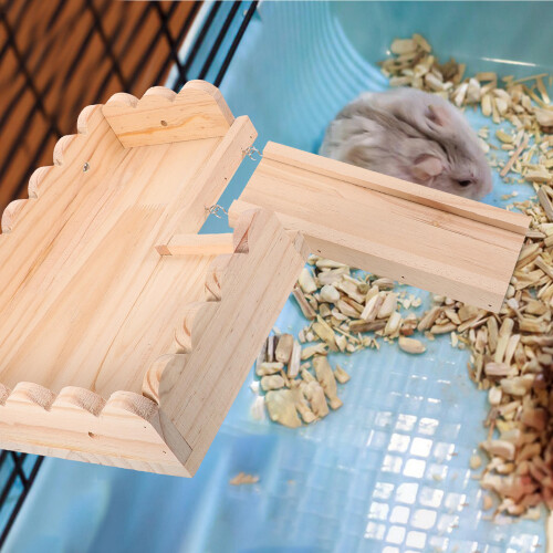 bois massif hamster grande taille avec bac accessoires 2