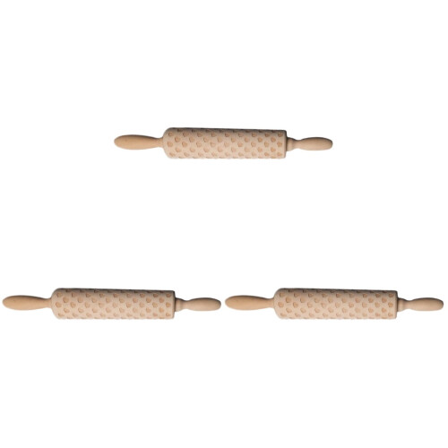 3Pcs Wooden Rolling Pin With Love Pattern For Baking 1
