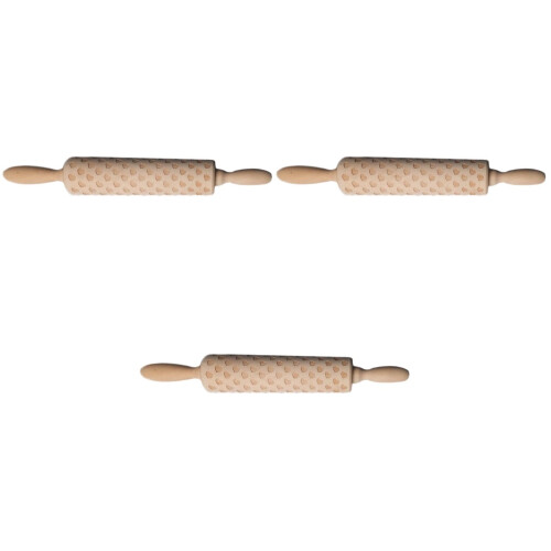 3Pcs Wooden Rolling Pin With Love Pattern For Baking 2