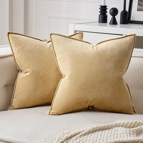 Lot de 2 housses de coussin en velours style français, polyester