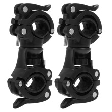 2pcs Universal Bike Flashlight Mount Clamp for Cycling, Scooters, Wheelchairs, Walking Sticks – Dual-Hole Black Stand