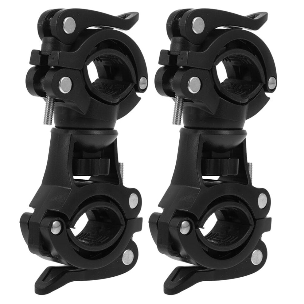 2Pcs Universal Bike Flashlight Mount Clamp For Cycling, Scooters, Wheelchairs, Walking Sticks Â Dual-Hole Stand Black 9180479054115