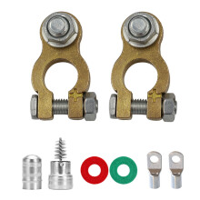 Conectores positivos e negativos para terminais de bateria automotiva sem marca.