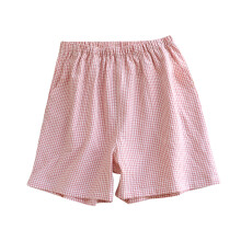 Dames slaapshorts van biologisch katoen met ruitpatroon, losse pasvorm, zomerpyjamashorts voor dames, zacht en ademend, geschikt voor thuisgebruik,