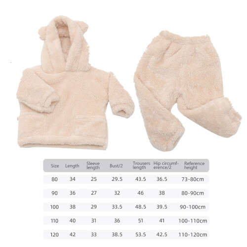 1Set Fleece Pyjama Peuters Stijlvol En Beige 1