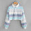 Γυναικεία πουκάμισα με μακριά μανίκια, ριγέ κουμπιά, φούτερ με κουκούλα και 2