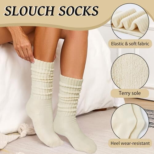 Γυναικείες Κάλτσες Slouch Μακριές Κάλτσες Scrunch με Μπότες, Μαλακές Βαμβακερές 1