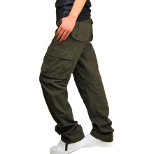 Herren-Cargohose, weites Bein, Camouflage-Muster, bequeme Passform, lässige Baumwollhose im Militärstil mit mehreren Taschen, olivgrün