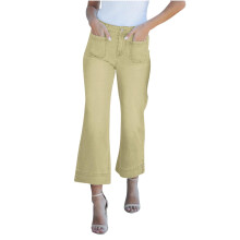 Dámské džíny Lenago Bootcut s širokými nohavicemi a vysokým pasem, elastické, rovné, zapínání na knoflíky, volné džíny s kapsou