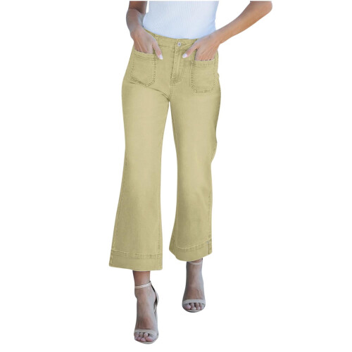 Γυναικείο τζιν Lenago Bootcut με φαρδιά μπατζάκια, ψηλόμεσο, ελαστικό, ίσιο, κουμπωτό,