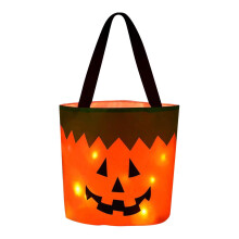 LED svietiace halloweenske tašky na koledovanie pre deti, opakovane použiteľné vedierka s tekvicovými cukríkmi, kompatibilné s párty darčekmi