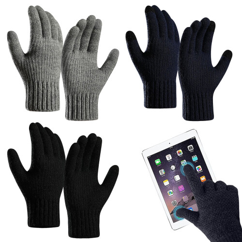 yocbz Θερμικά Χειμερινά Γάντια με Επένδυση Fleece για Άνδρες Γυναικεία Πλεκτά Οθόνη 1