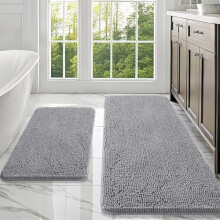 Zestaw 2 dywaników łazienkowych Chenille – antypoślizgowe, szybkoschnące, nadające się do prania w pralce (119 cm x 51 cm + 76 cm x 51 cm),
