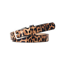 Crios Tanaí do Mhná le Prionta Leopard Séabra agus Crios Leathair Bréige, Fad Inchoigeartaithe, Dearadh Ilphoill, Crios Jeans