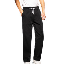 Calça masculina lulshou, cor sólida, corte reto, casual, com cós elástico, confortável para uso diário e no escritório, preta, tamanho XL.