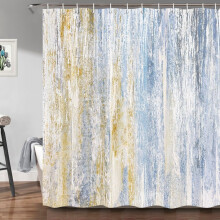 Set di tende da doccia a righe astratte – Giallo, Blu, Grigio – Arredamento moderno per il bagno