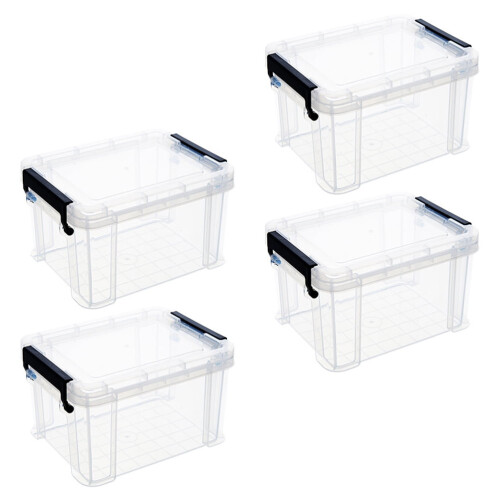 Mini Storage Bins with Lids, Handles & Latches - 4pcs 2