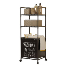 Rolling Laundry Storage Basket Expandable 2-Three-Layer Black