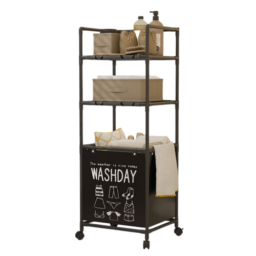 Rolling Laundry Storage Basket Expandable 2-Three-Layer Black
