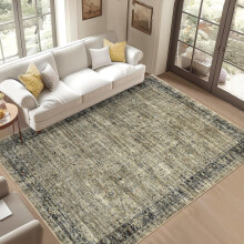 4x6 Washable Vintage Distressed Runner Rug – Non-Slip, Low Pile, Soft, Green – Compatible with Hallway, Kitchen, Entryway, Bedroom, Laundry