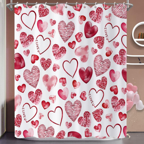 Valentinsdags badeforhæng – vandtæt polyester, 2