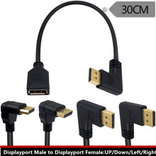 Cabo de extensão DisplayPort 1.2 4K com ângulo de 90