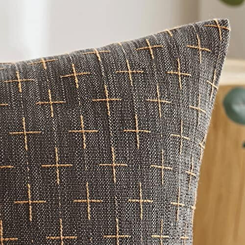 Lot de 2 housses de coussin aspect lin 20x20 pouces 1