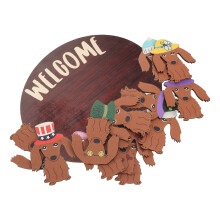 KALLORY1Ensemble de panneaux de bienvenue en bois interchangeables en forme de teckel, motif café, pour la décoration de porte d'entrée