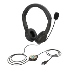 Kablet USB-headset med støjreducerende mikrofon, mute-knap og justerbar hovedbøjle – kompatibel med callcentre