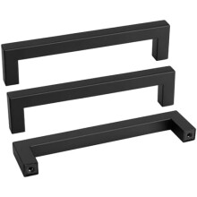 Poignées de meuble en acier inoxydable noir, entraxe de 96 mm (lot)