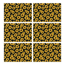 Set di 6 tovagliette con girasoli, lavabili in lavatrice e resistenti al calore, in lino, con motivo floreale a farfalla/ape – Stile rustico boho