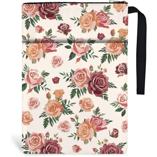 2 τεμάχια καλύμματα βιβλίων Vintage Rose 34x24cm, πολυεστέρα με φερμουάρ και μπροστινή