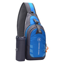 Sac bandoulière unisexe avec poche pour bouteille d'eau, sac de poitrine portable pour les activités sportives et de plein air, bleu