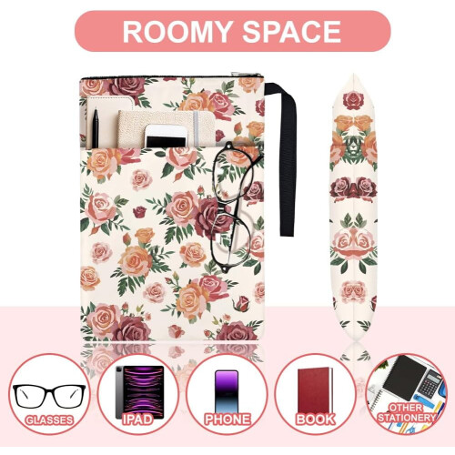 2 τεμάχια καλύμματα βιβλίων Vintage Rose 34x24cm, πολυεστέρα με φερμουάρ και μπροστινή 2