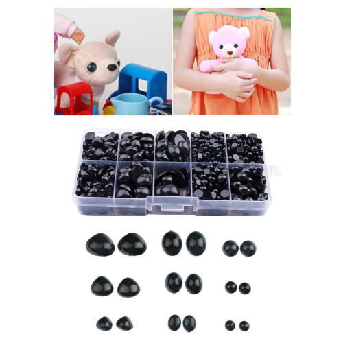 1000 τεμάχια μαύρα μάτια και μύτες ασφαλείας DIY χειροτεχνίες μισοστρογγυλά