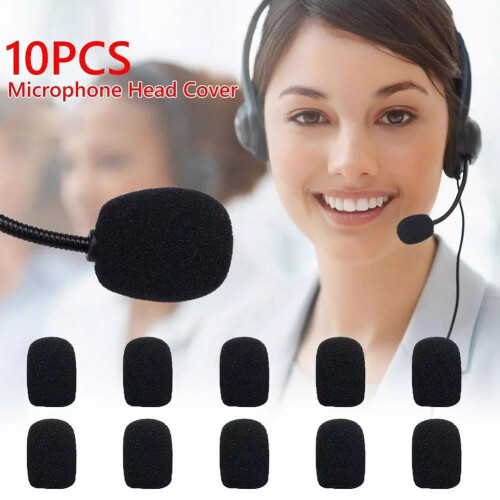 10X Microphone Headset Windscreen Sponge Foam Washable Black Mic Cover --.-- 1